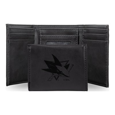 San Jose Sharks Black Faux Leather Trifold Wallet