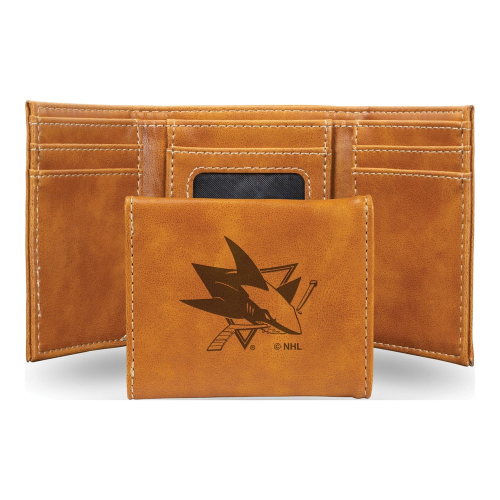 San Jose Sharks Brown Faux Leather Trifold Wallet