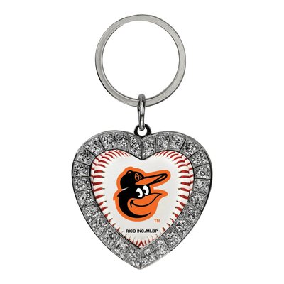 Baltimore Orioles Rhinestone Heart Key Ring
