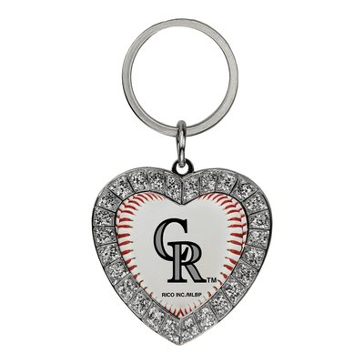 Colorado Rockies Rhinestone Heart Key Ring