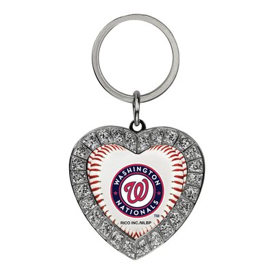 Washington Nationals Rhinestone Heart Key Ring