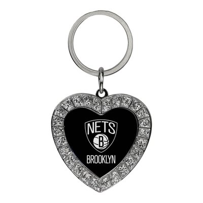 Brooklyn Nets Rhinestone Heart Key Ring