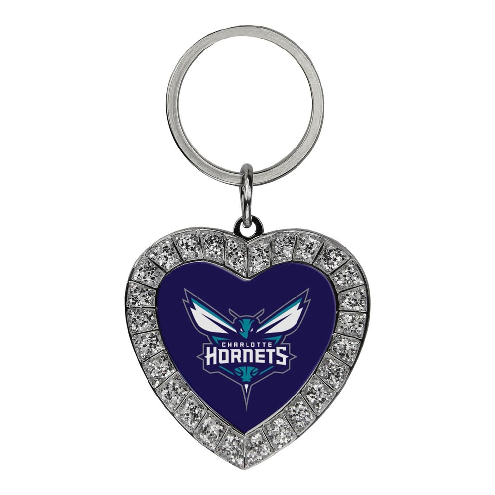 NBA Charlotte Hornets Rhinestone Heart Key Ring