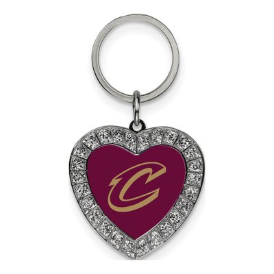 Cleveland Cavaliers Rhinestone Heart Key Ring
