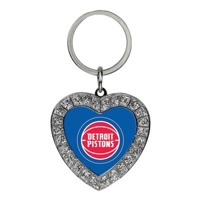 Detroit Pistons Rhinestone Heart Key Ring
