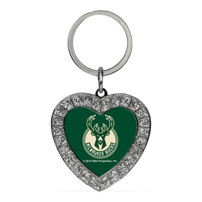 Milwaukee Bucks Rhinestone Heart Key Chain