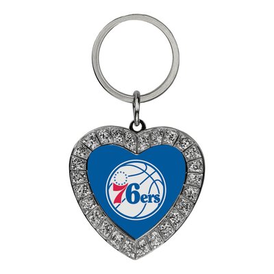 Philadelphia 76ers Blue Rhinestone Heart Key Ring