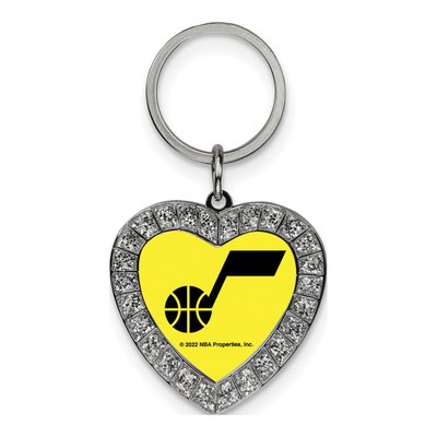 Utah Jazz Rhinestone Heart Key Ring
