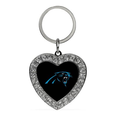 Carolina Panthers Rhinestone Heart Key Ring