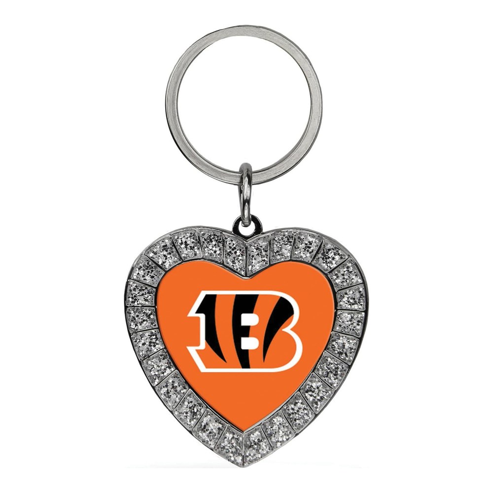 Cincinnati Bengals Rhinestone Heart Key Chain