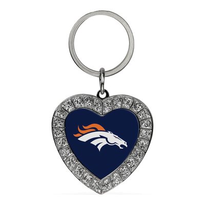 Denver Broncos Rhinestone Heart Key Ring