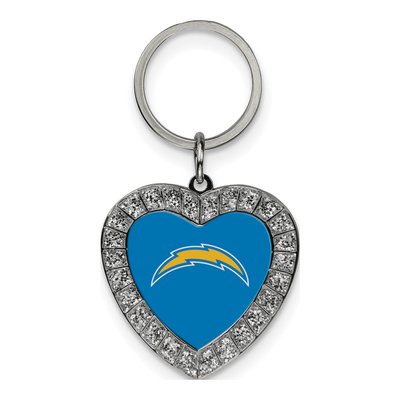 NFL LA Chargers Rhinestone Heart Key Ring