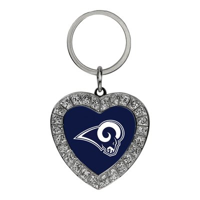 LA Rams Rhinestone Heart Key Ring