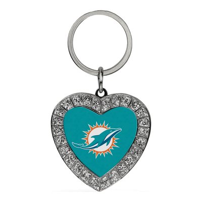Miami Dolphins Rhinestone Heart Key Ring