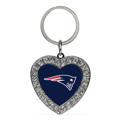 New England Patriots Rhinestone Heart Key Ring