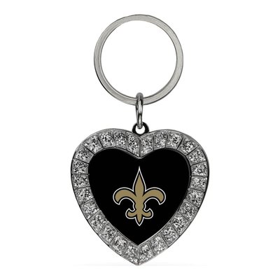 New Orleans Saints Rhinestone Heart Key Ring