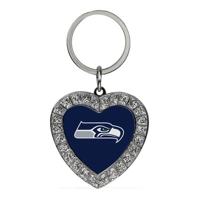 Seattle Seahawks Rhinestone Heart Key Ring