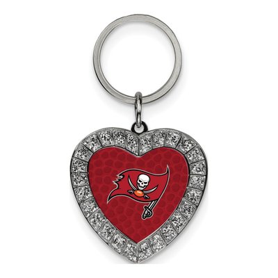 Tampa Bay Buccaneers Rhinestone Heart Key Ring