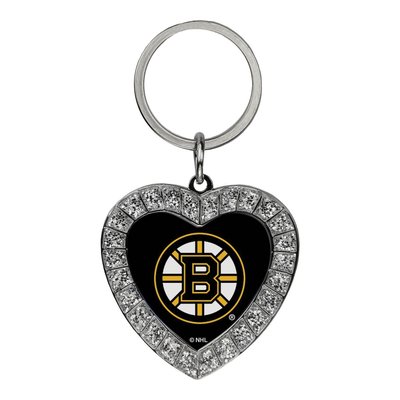 Boston Bruins Rhinestone Heart Key Ring