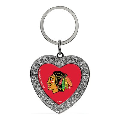 Chicago Blackhawks Rhinestone Heart Key Ring