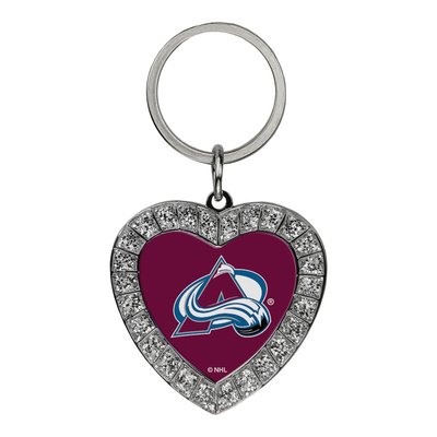 Colorado Avalanche Rhinestone Heart Key Ring