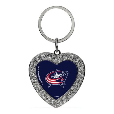 Columbus Blue Jackets Rhinestone Heart Key Ring