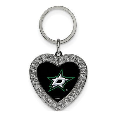 Dallas Stars Rhinestone Heart Key Ring
