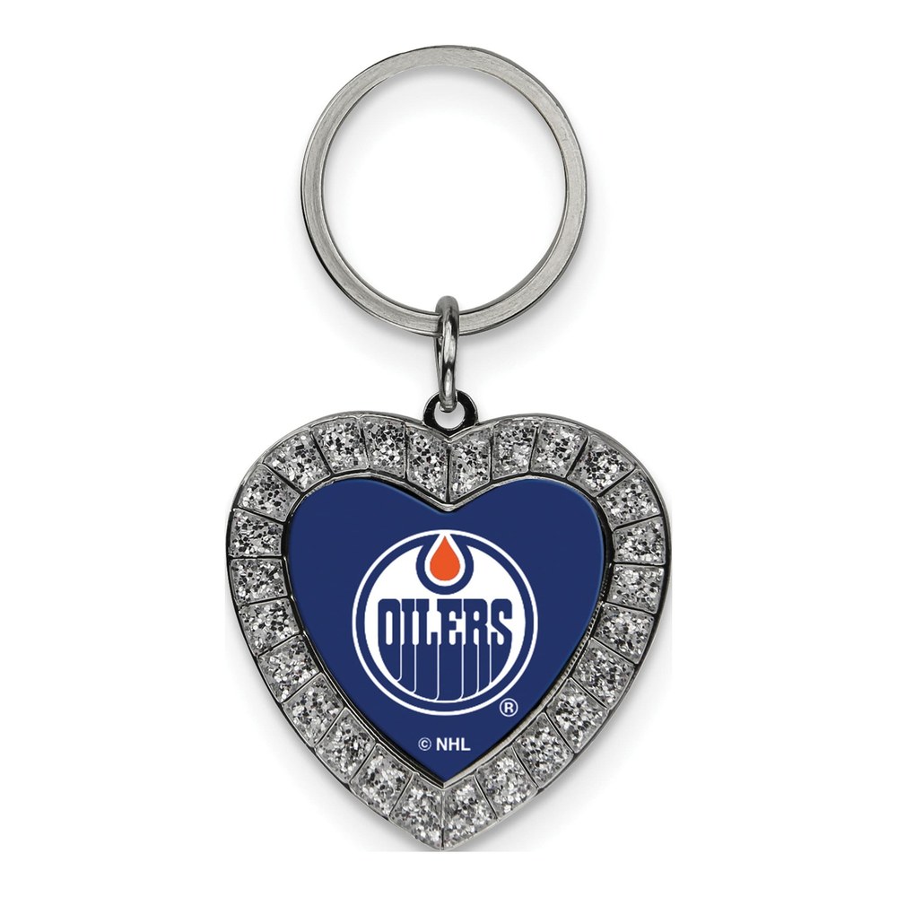 Edmonton Oilers Rhinestone Heart Key Ring