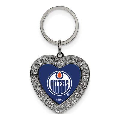 Edmonton Oilers Rhinestone Heart Key Ring