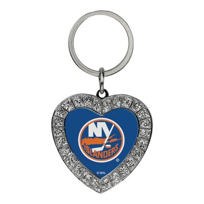 NY Islanders Rhinestone Heart Key Ring
