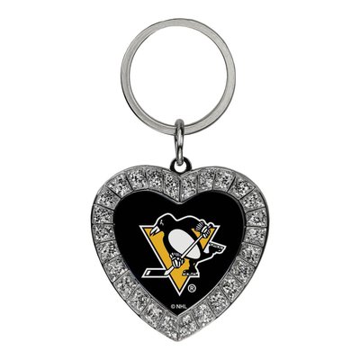 Pittsburgh Penguins Rhinestone Heart Key Ring