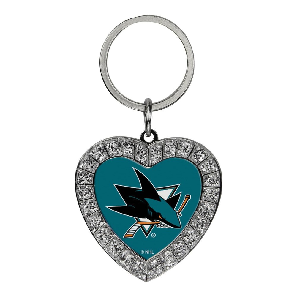 San Jose Sharks Rhinestone Heart Key Ring