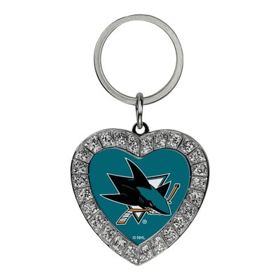 San Jose Sharks Rhinestone Heart Key Ring