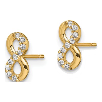 14K Yellow Gold Infinity CZ Stud Earrings – view 3