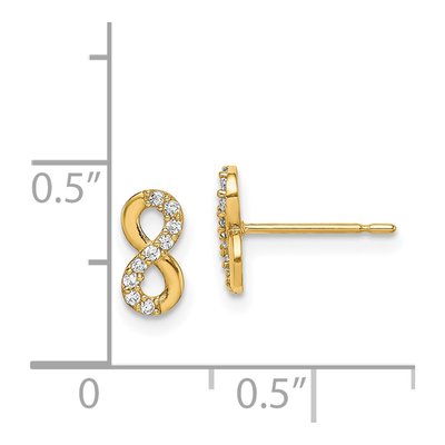14K Yellow Gold Infinity CZ Stud Earrings – view 5