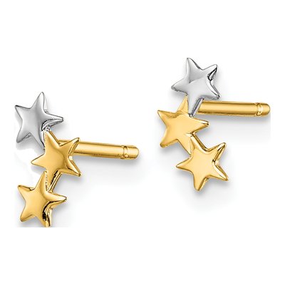 14K Yellow Gold Kids' Star Stud Earrings – view 3