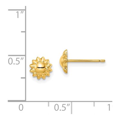 14K Yellow Gold Sunflower for Girls Stud Earrings – view 5