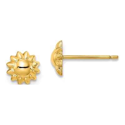 14K Yellow Gold Sunflower for Girls Stud Earrings