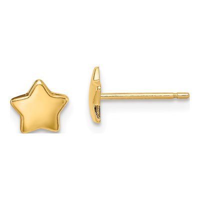 14K Yellow Gold Star for Girls Stud Earrings