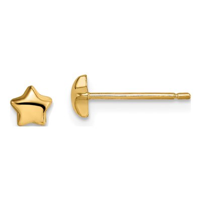 14K Yellow Gold Star for Girls Stud Earrings