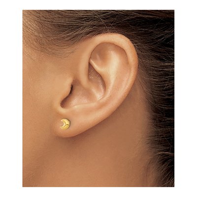 14K Yellow Gold Moon for Girls Dangle Earrings – view 4