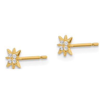 14K Yellow Gold CZ Star Stud Earrings – view 3