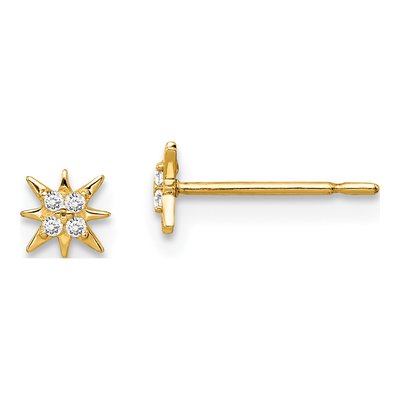 14K Yellow Gold CZ Star Stud Earrings