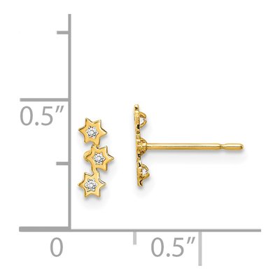 14K Yellow Gold CZ Star for Girls Stud Earrings – view 5