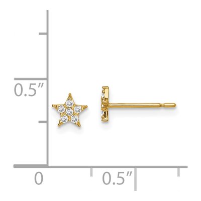 14K Yellow Gold Star CZ for Girls Stud Earrings – view 5