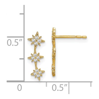 14K Yellow Gold Girls' CZ Star Dangle Earrings – view 5