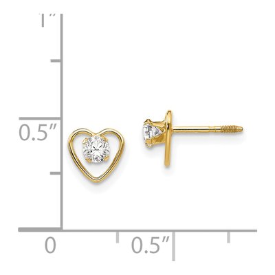 14K Yellow Gold White Topaz Heart Stud Earrings – view 5