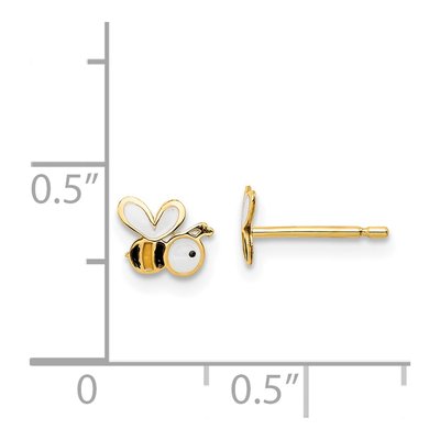 14K Yellow Gold Enamel Bumble Bee Stud Earrings – view 4