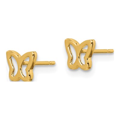 14K Yellow Gold Butterfly Stud Earrings – view 2