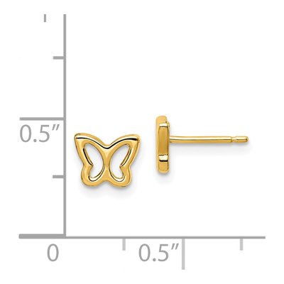 14K Yellow Gold Butterfly Stud Earrings – view 4